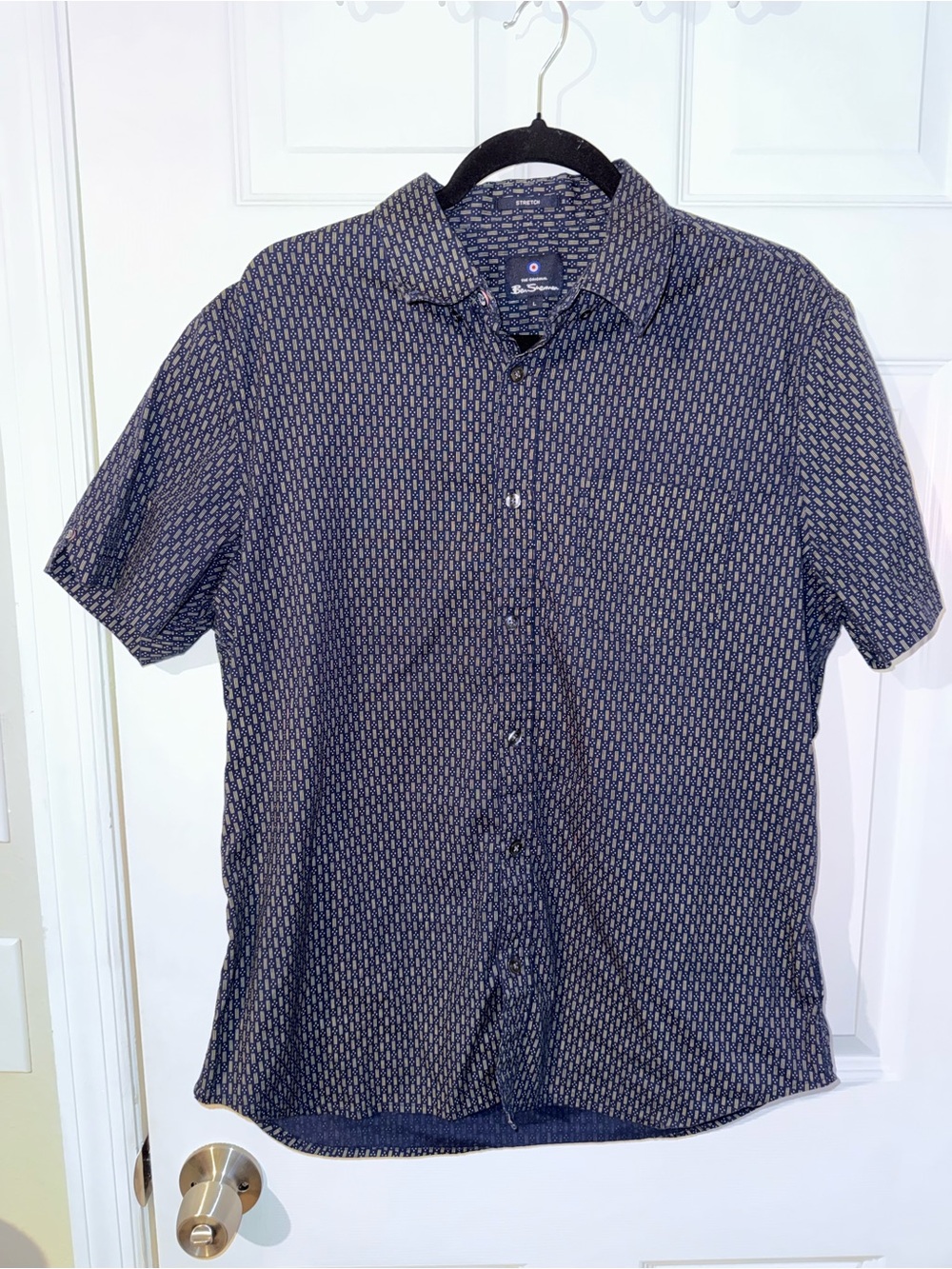 Ben Sherman Men's Large Blue Short Sleeve Shirt Button-Down Classic Casual
